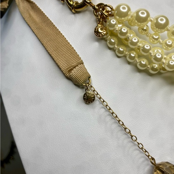 J. Crew Multi-strand Off White Faux Pearl Necklace bundle Brown Faceted Beaded - Picture 14 of 17